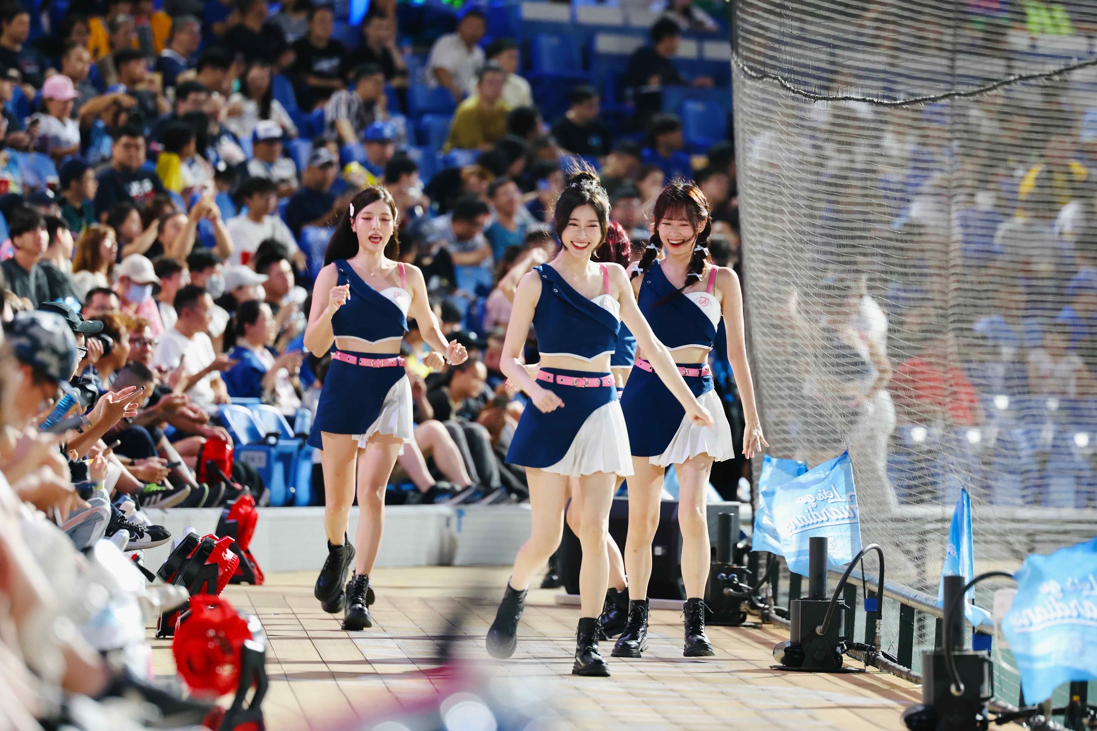 Cheerleaders taking the field during a CPBL game